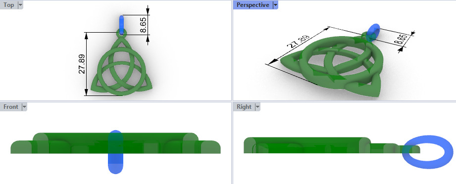 Triangular Irish Trinity Celtic Knot Pendant Necklace 3D print model_10