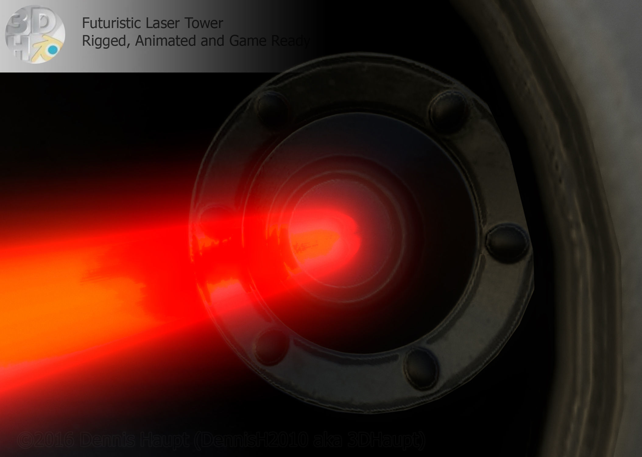 Futuristic Laser Gun Tower Low-poly 3D model_27