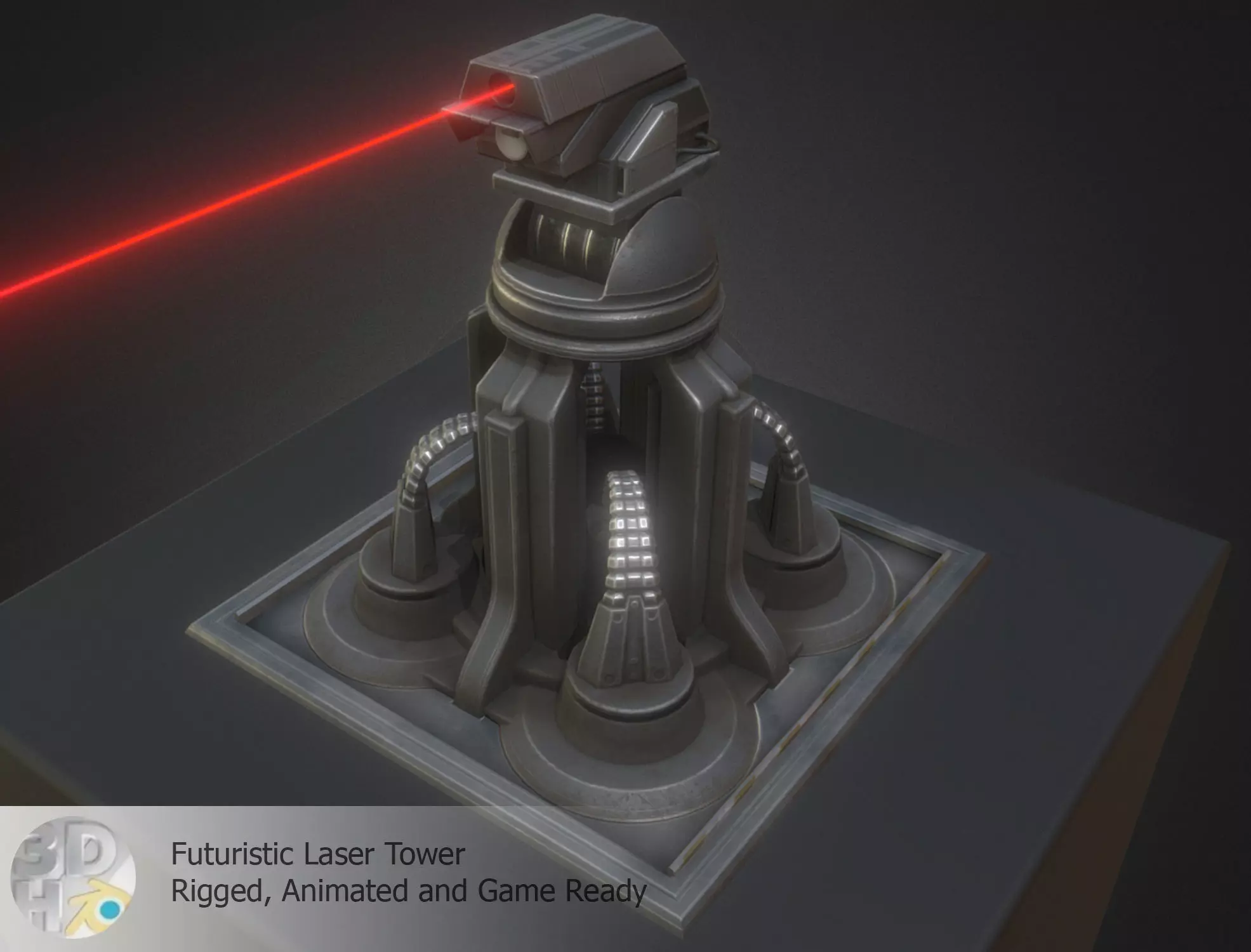 Futuristic Laser Gun Tower Low-poly 3D model_0