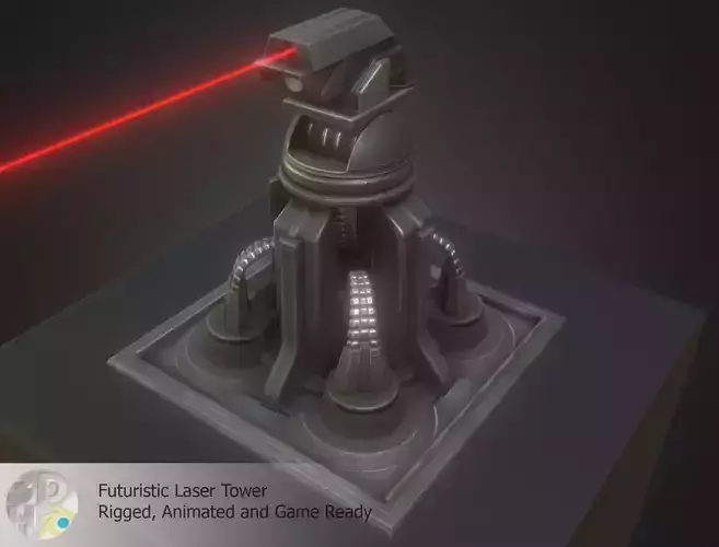 Futuristic Laser Gun Tower Low-poly 3D model