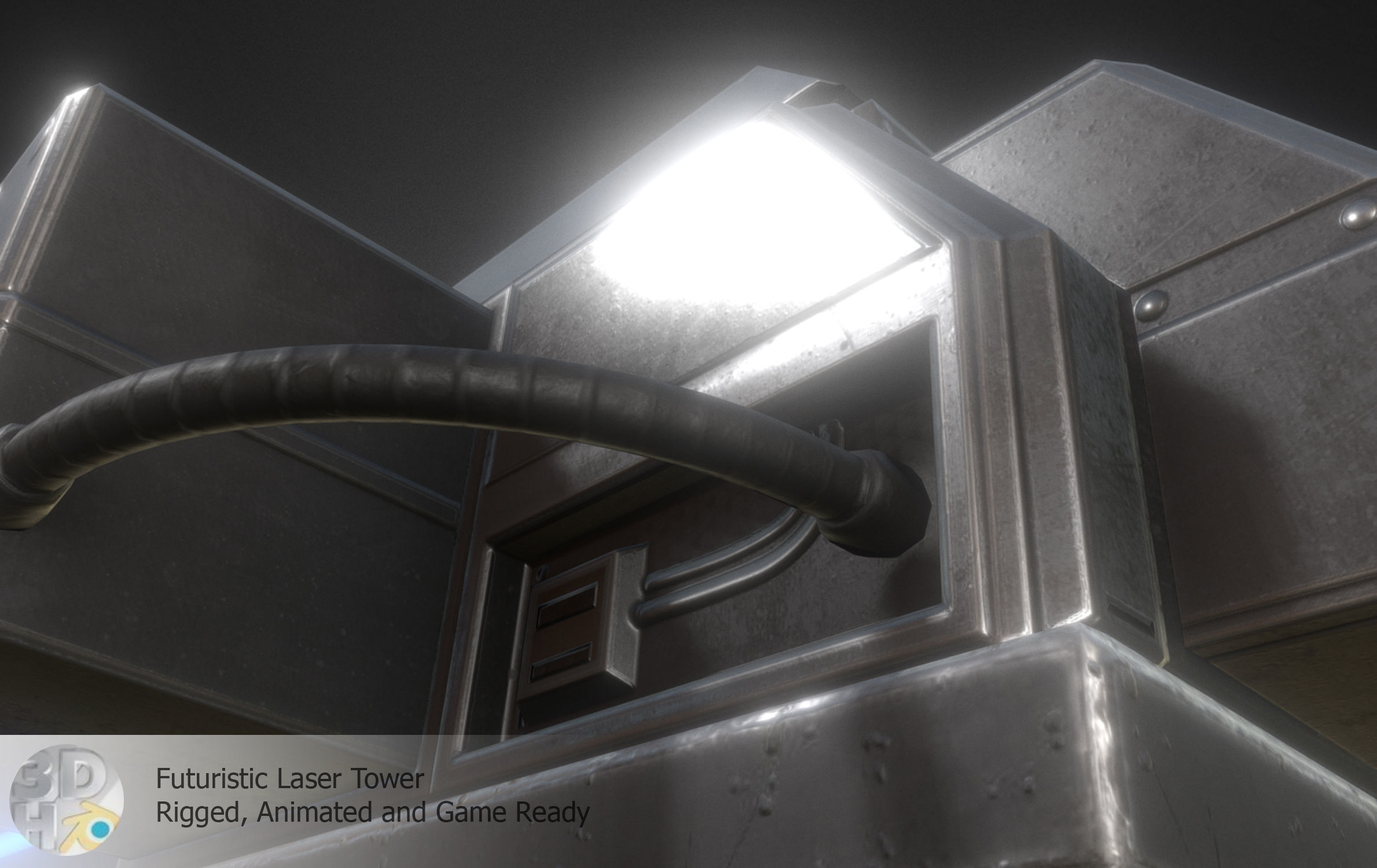 Futuristic Laser Gun Tower Low-poly 3D model_14