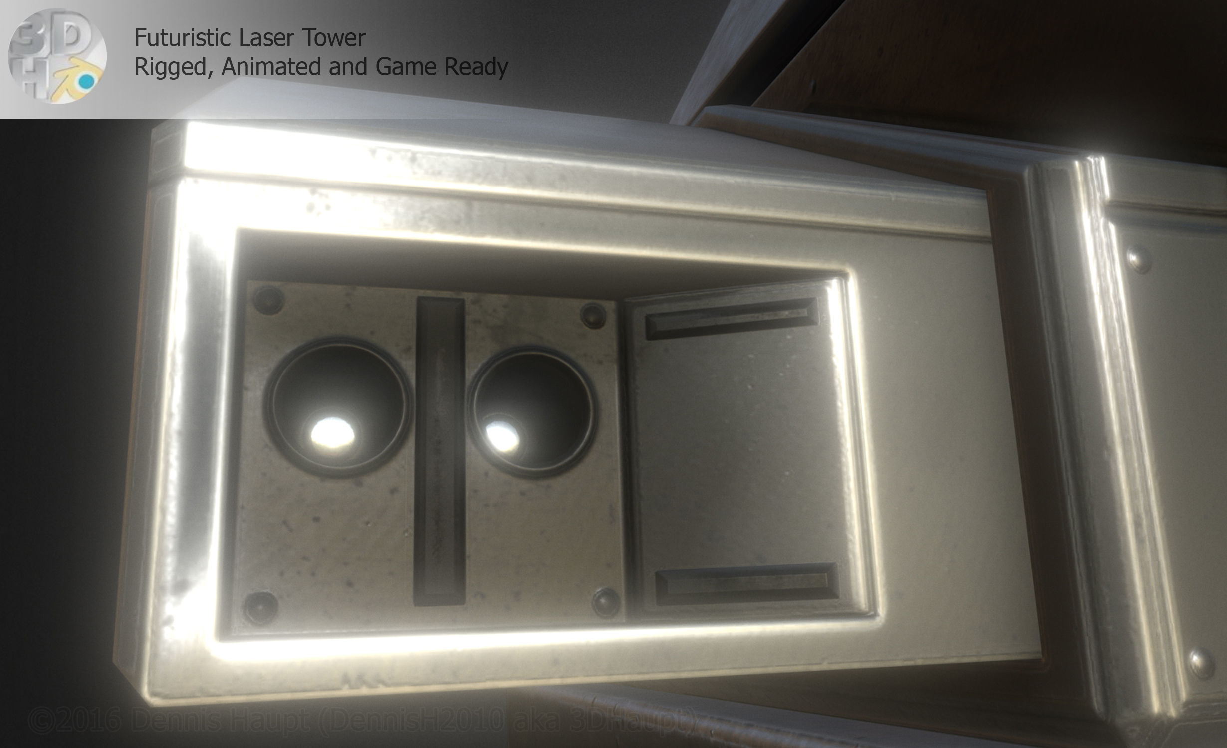 Futuristic Laser Gun Tower Low-poly 3D model_31