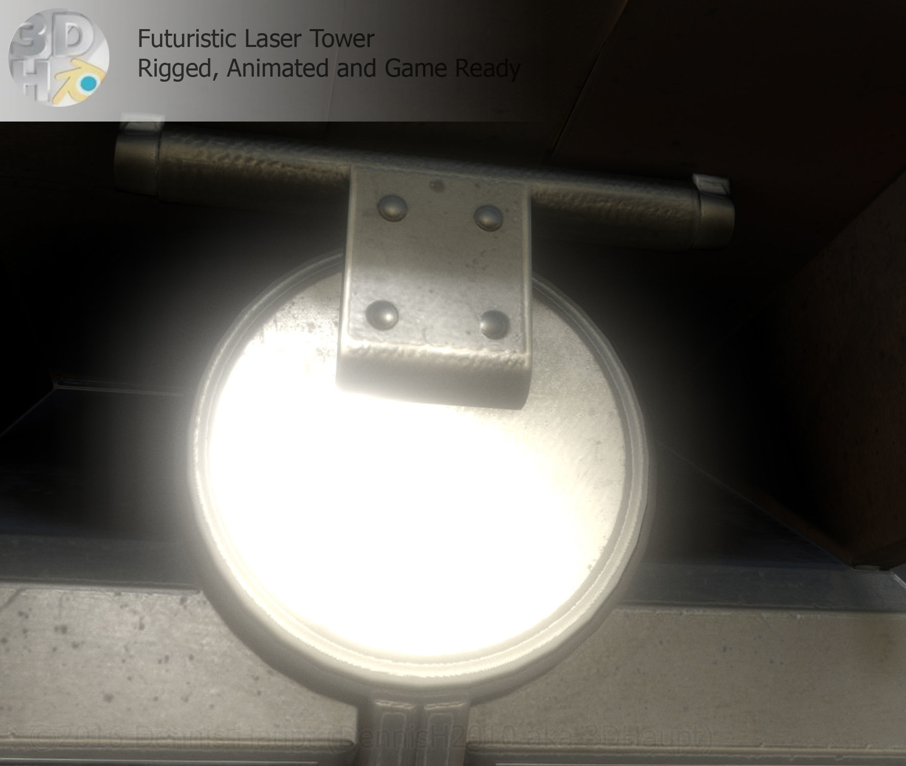 Futuristic Laser Gun Tower Low-poly 3D model_23