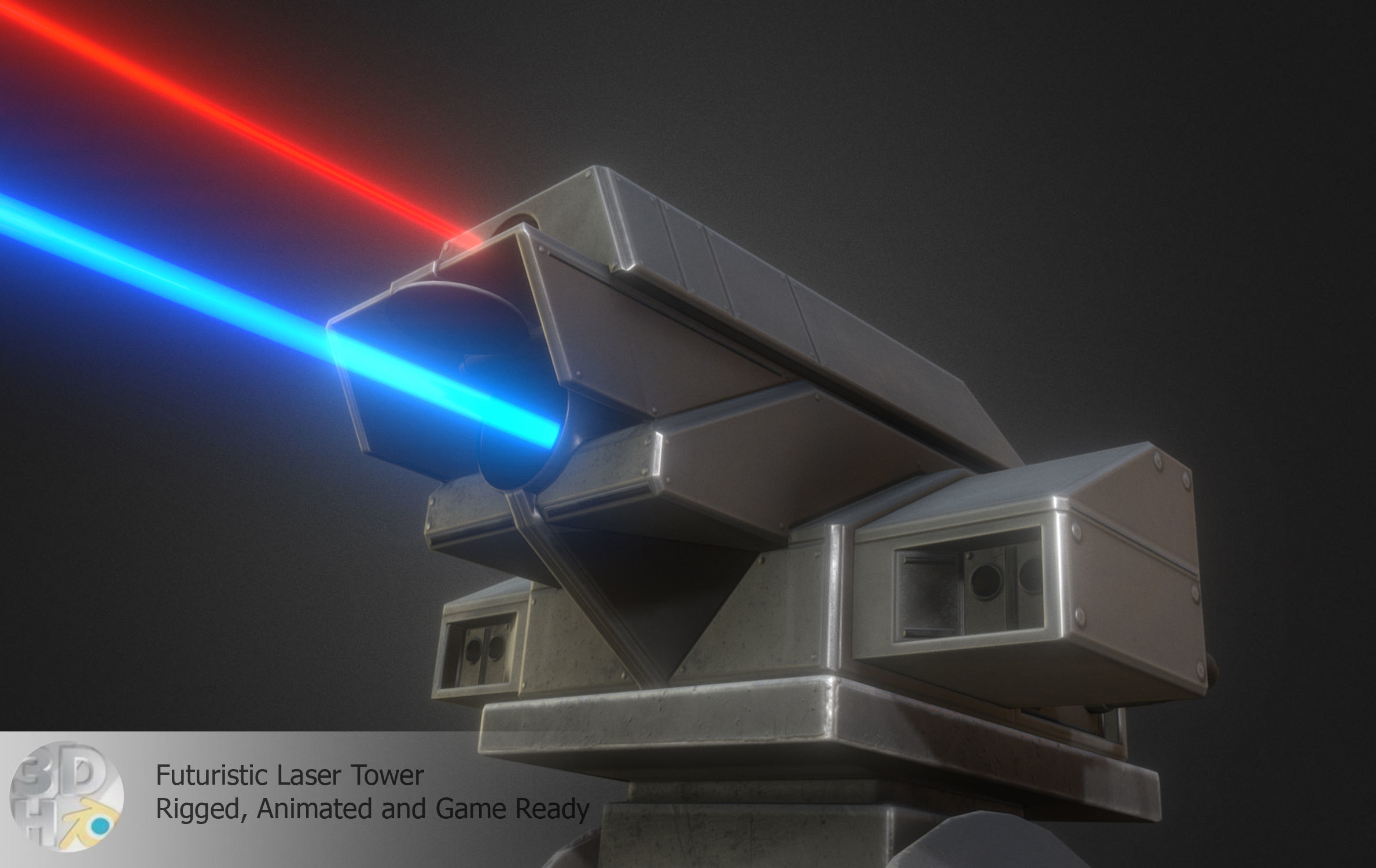 Futuristic Laser Gun Tower Low-poly 3D model_12