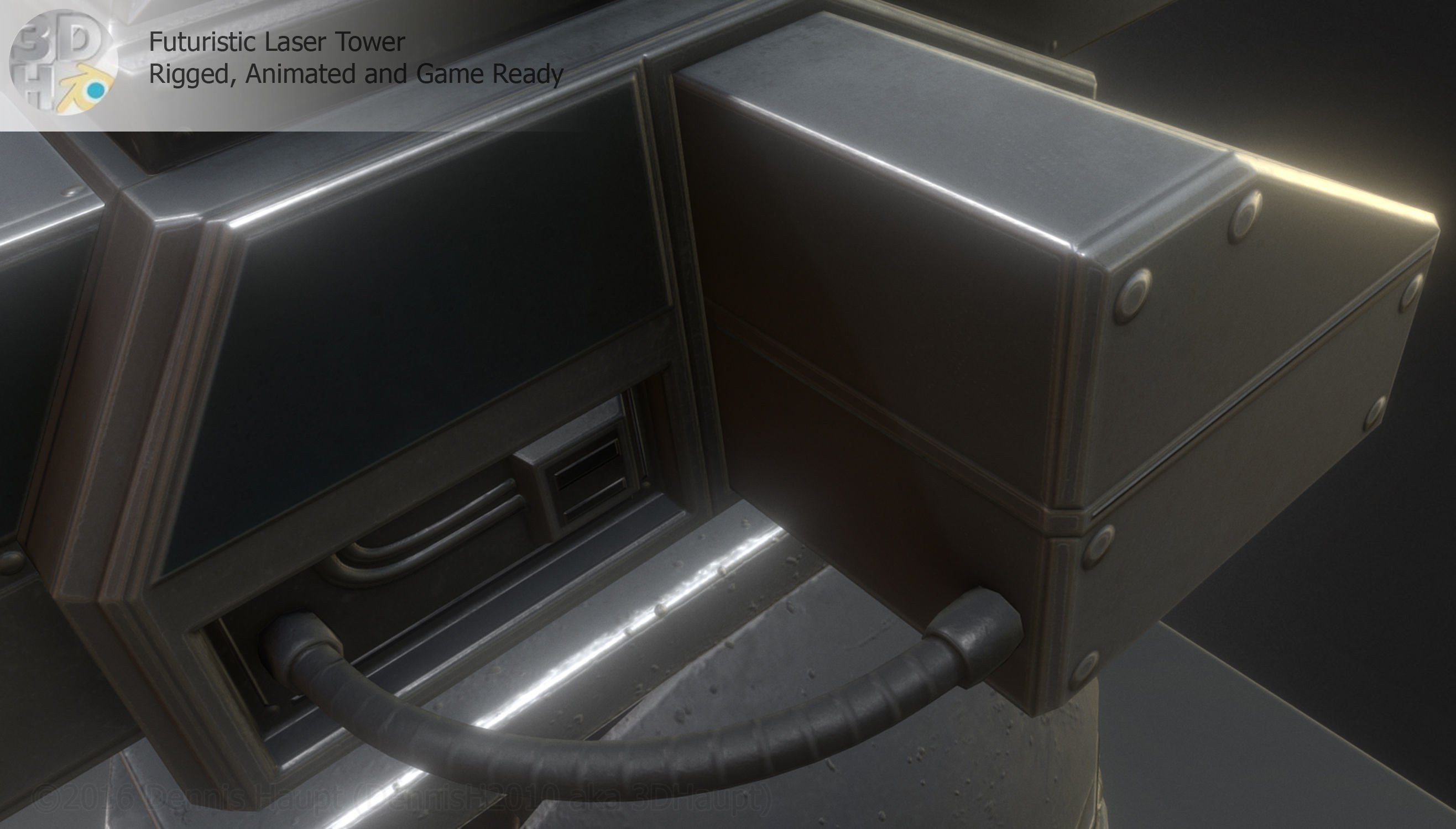 Futuristic Laser Gun Tower Low-poly 3D model_24