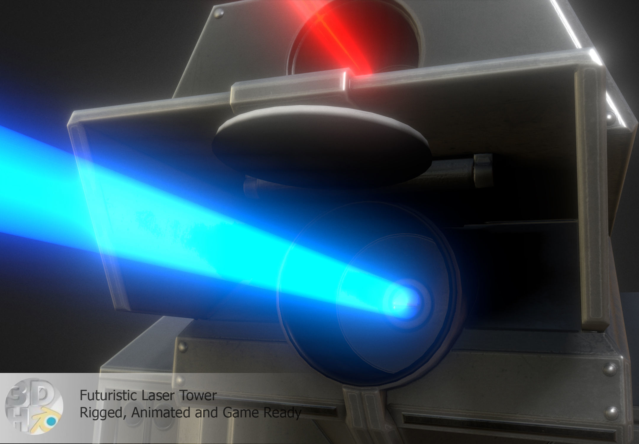 Futuristic Laser Gun Tower Low-poly 3D model_11