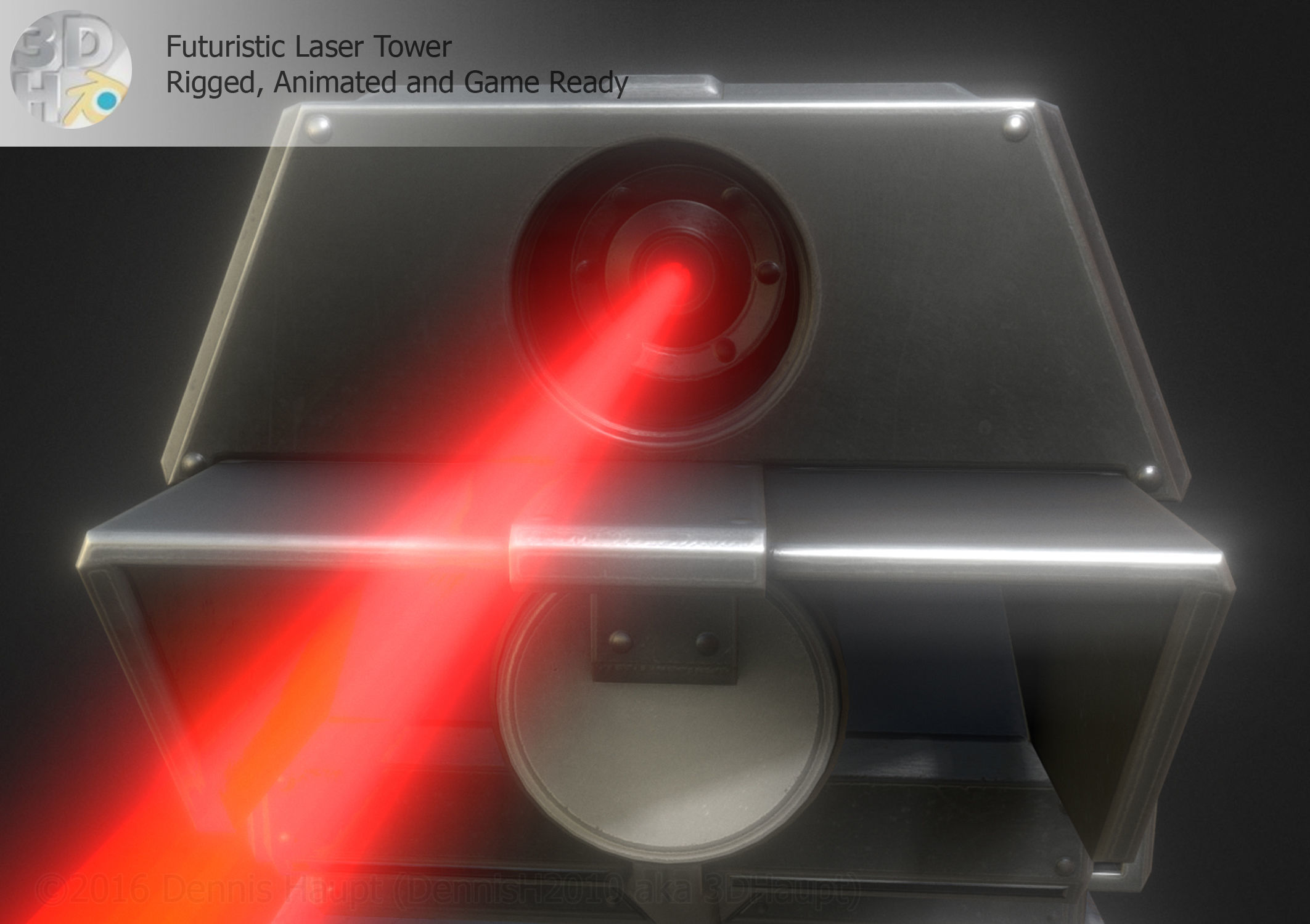 Futuristic Laser Gun Tower Low-poly 3D model_9