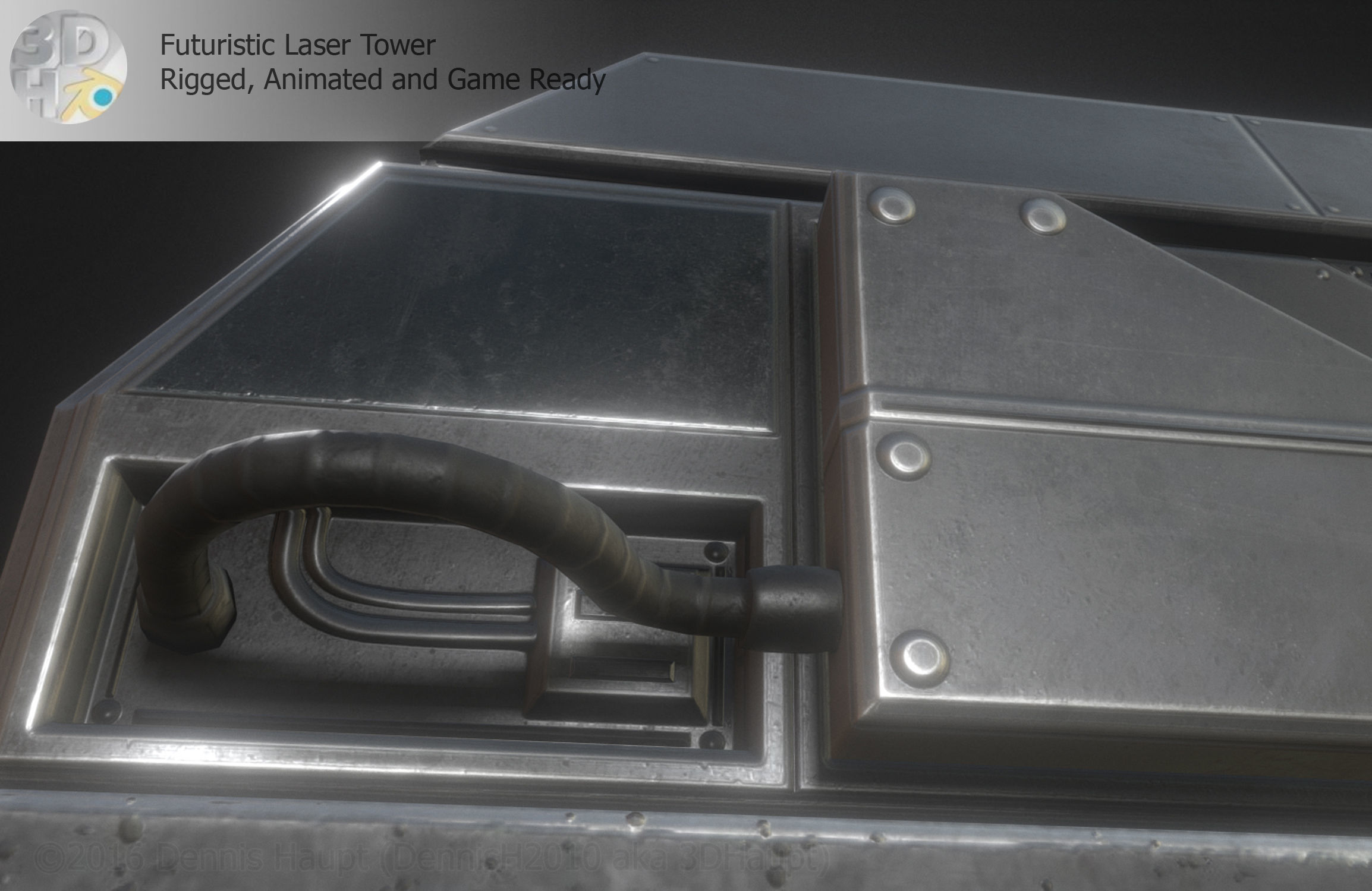 Futuristic Laser Gun Tower Low-poly 3D model_15