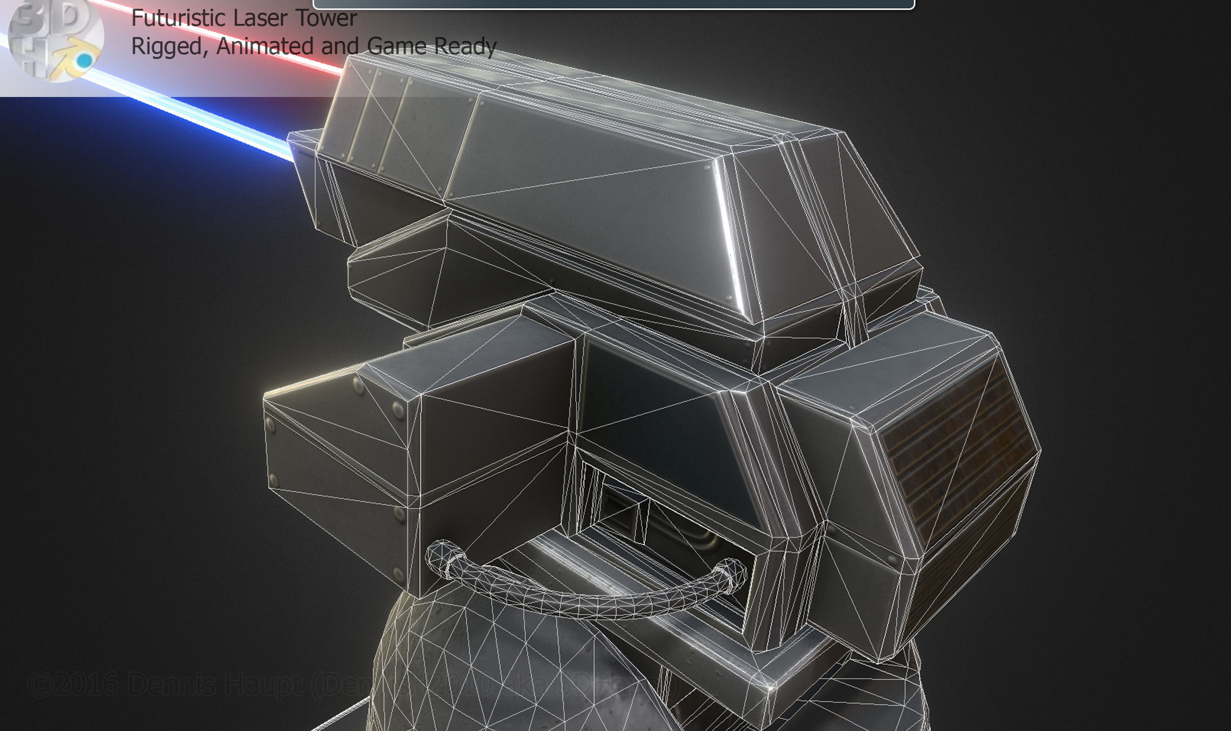 Futuristic Laser Gun Tower Low-poly 3D model_21