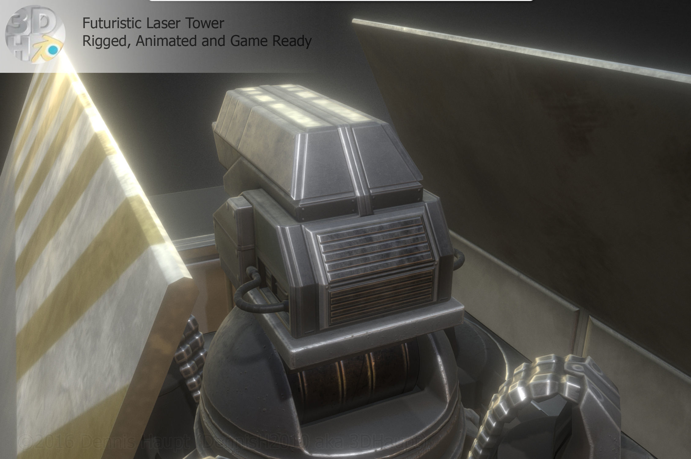 Futuristic Laser Gun Tower Low-poly 3D model_29
