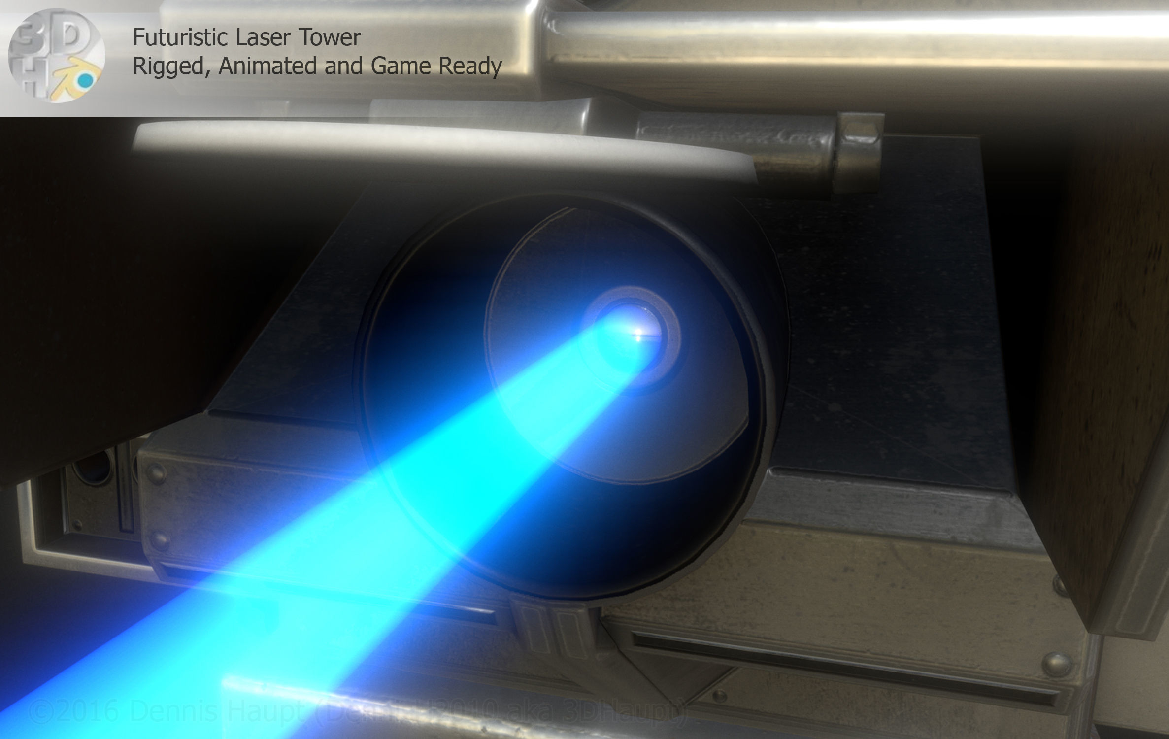 Futuristic Laser Gun Tower Low-poly 3D model_16
