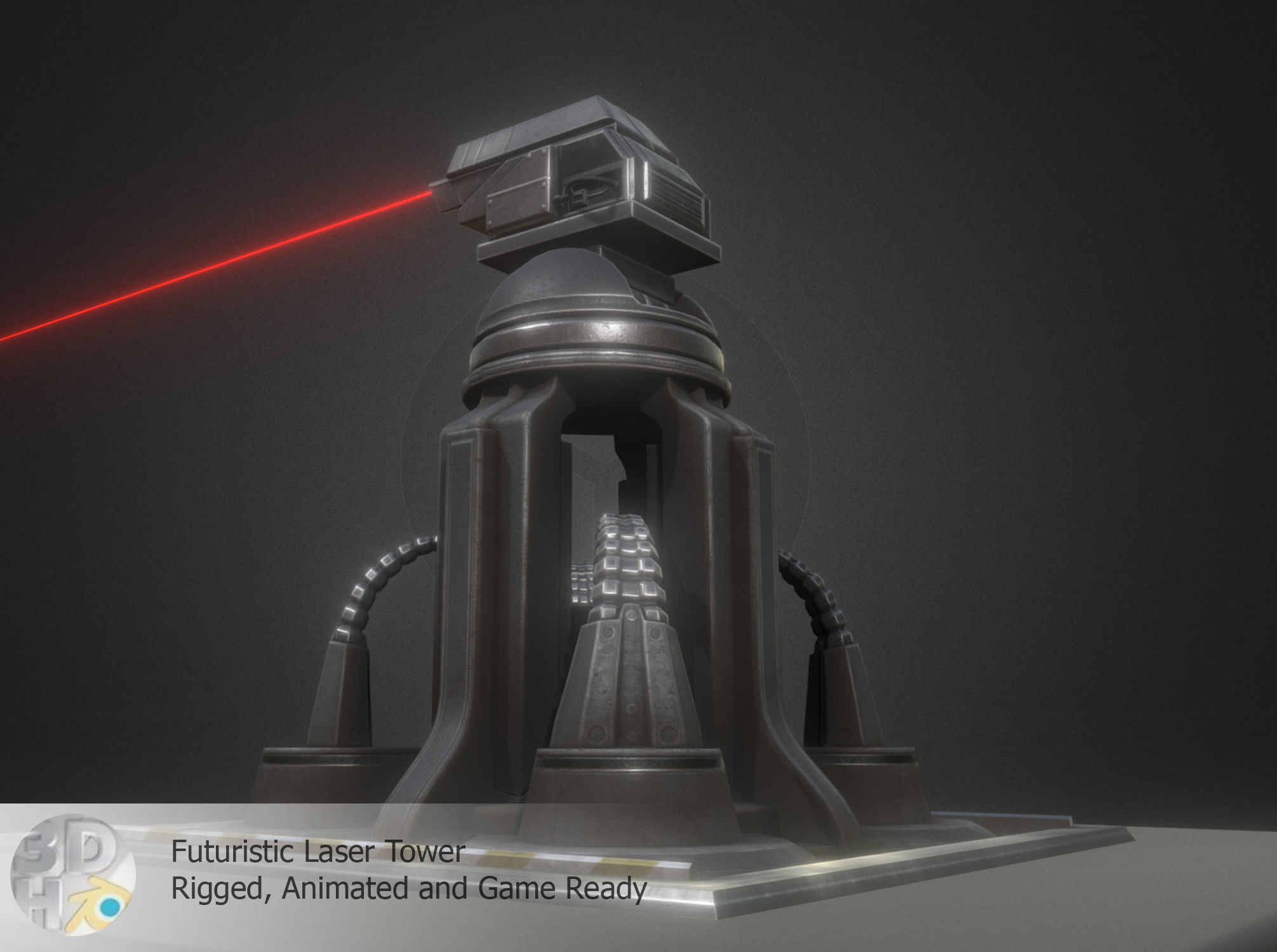 Futuristic Laser Gun Tower Low-poly 3D model_20