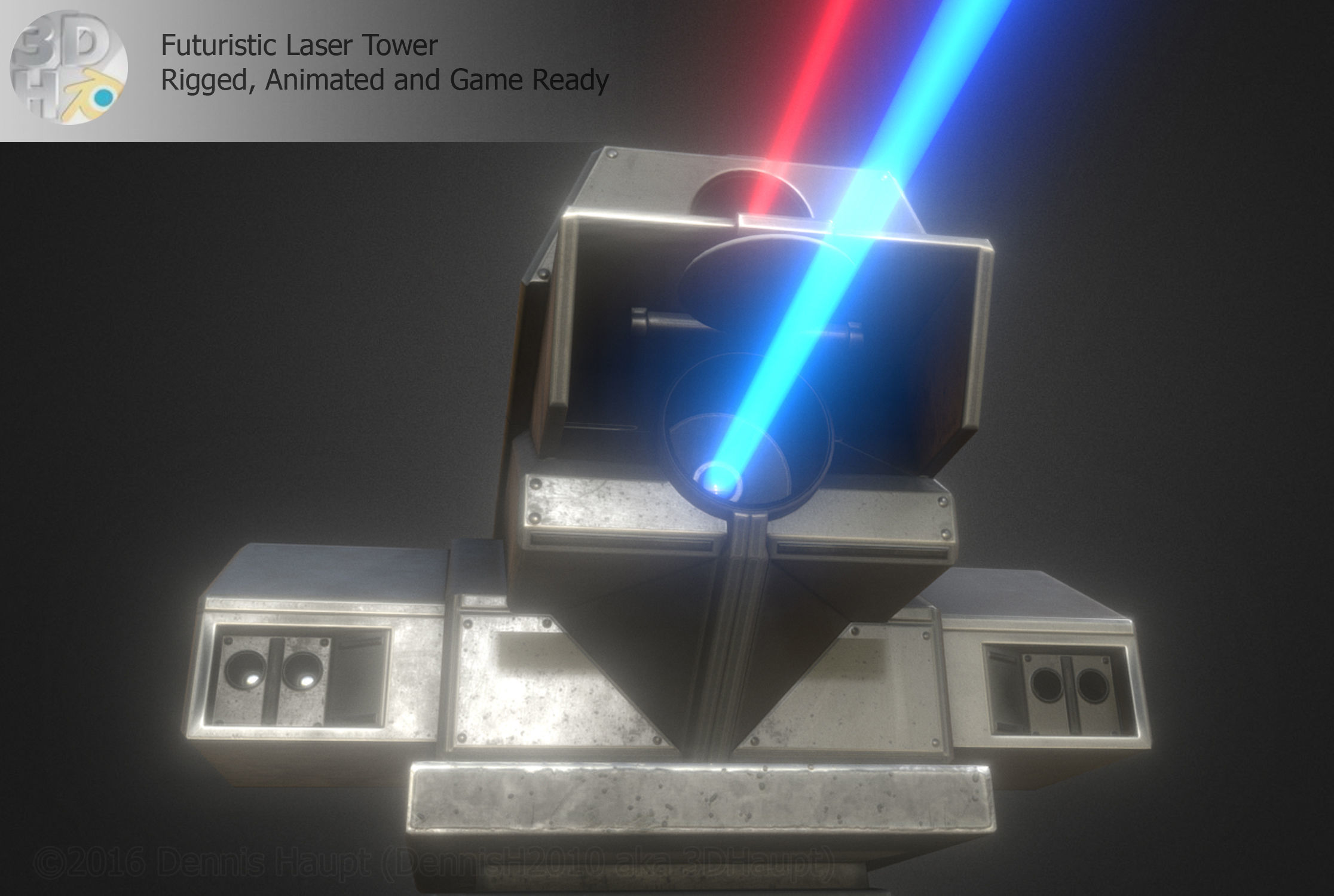 Futuristic Laser Gun Tower Low-poly 3D model_26