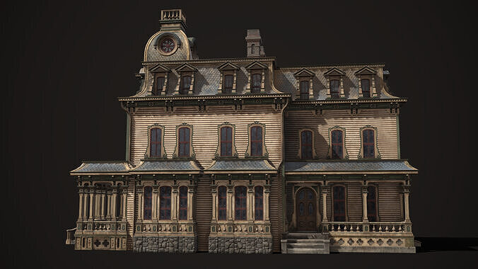 Vintage Victorian House Low-poly 3D model 6