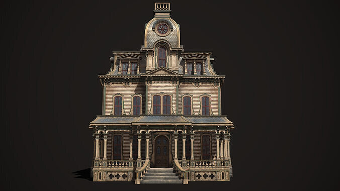 Vintage Victorian House Low-poly 3D model 4