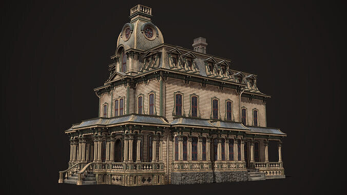 Vintage Victorian House Low-poly 3D model 5