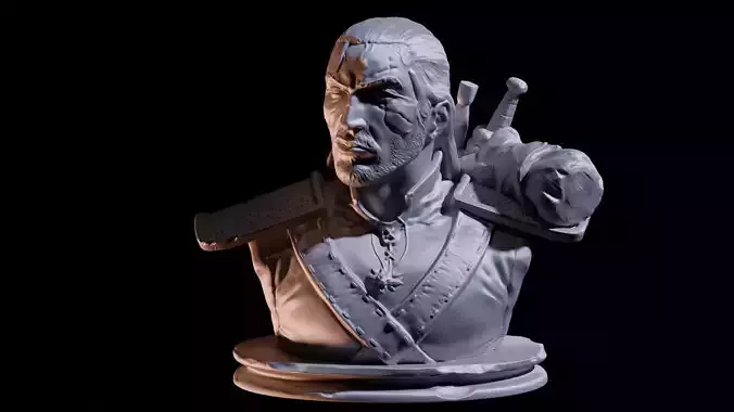 The Witcher Bust 3D print model