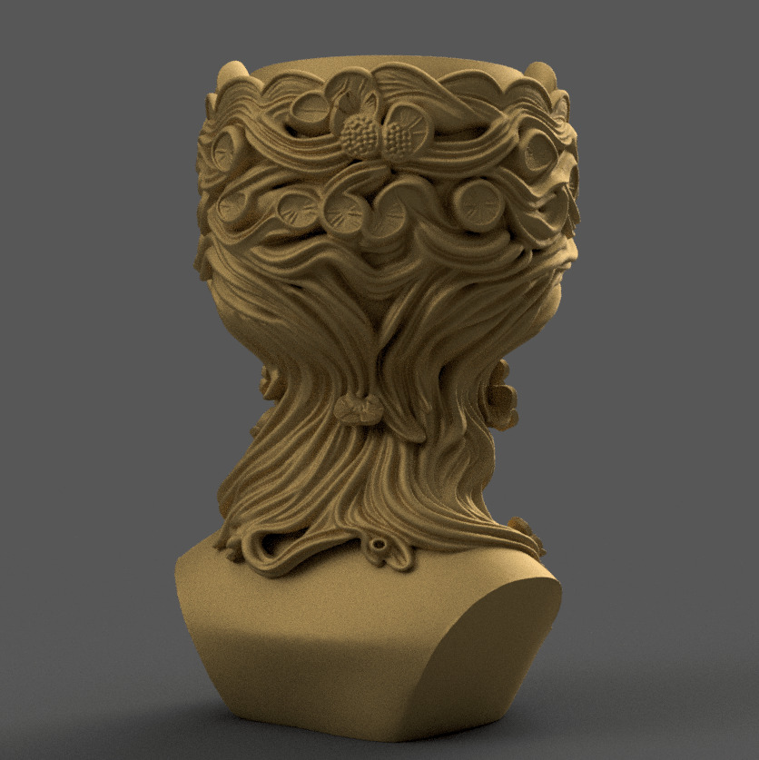 Elegant Woman Head Planter urn candy container candle holder 3D print model_4