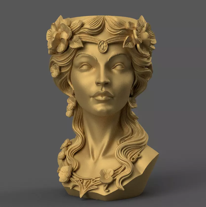 Elegant Woman Head Planter urn candy container candle holder 3D print model_0
