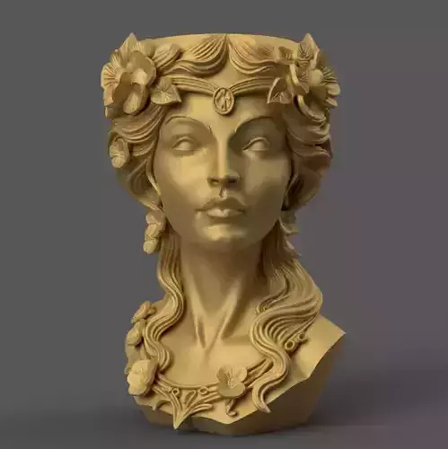 Elegant Woman Head Planter urn candy container candle holder