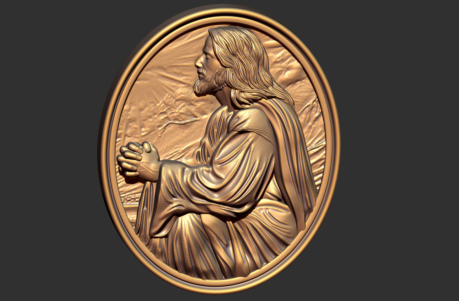Jesus Praying in Gethsemane 3D print model_1