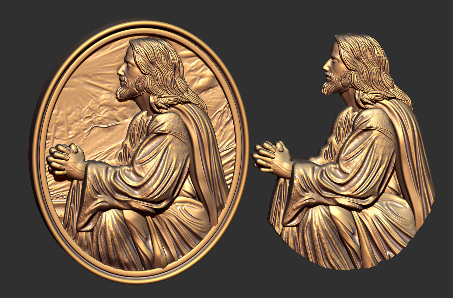 Jesus Praying in Gethsemane 3D print model_3