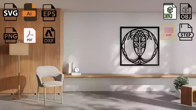 Tribal Tree Spirit Mask Wall Art