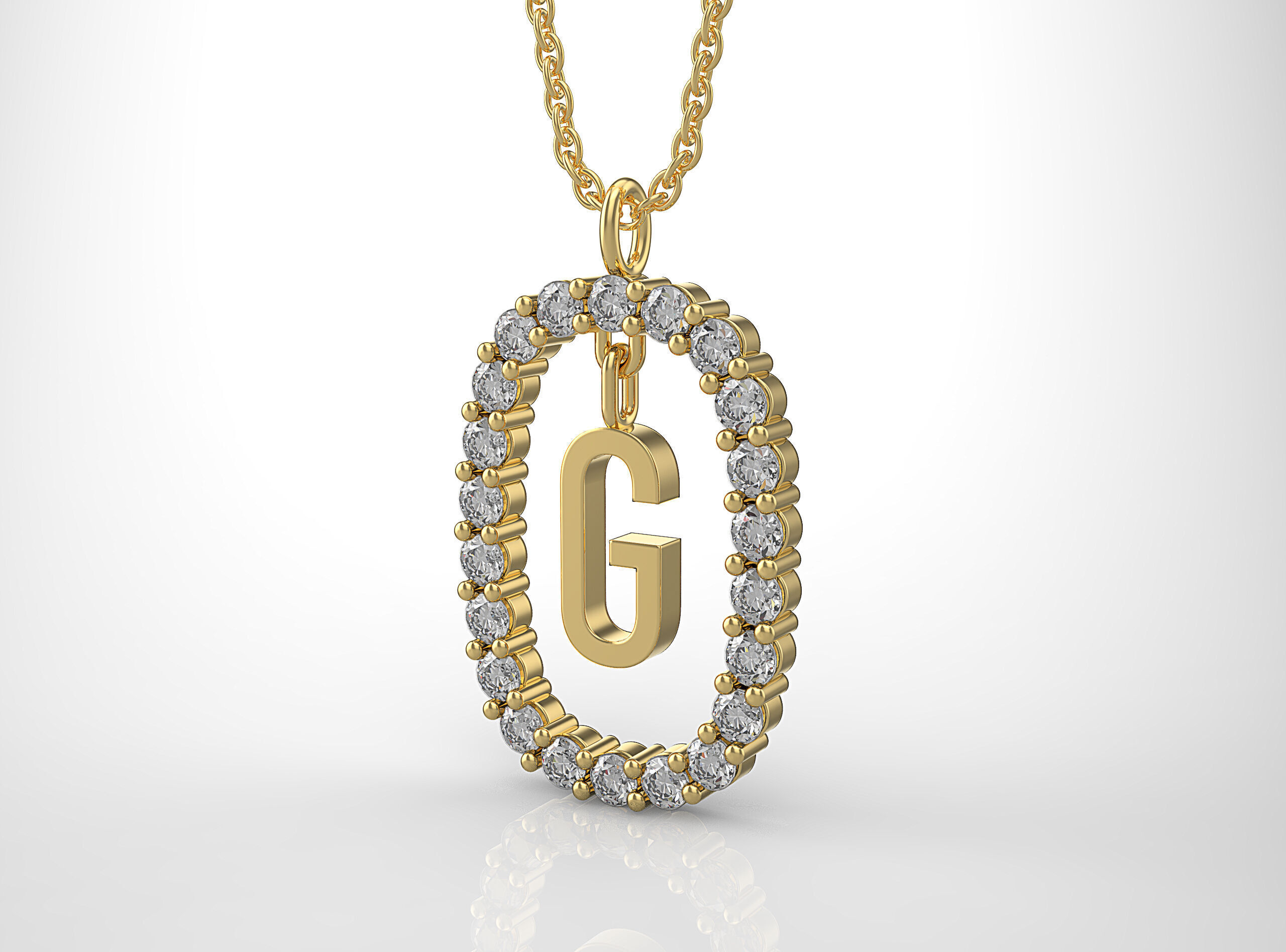 Pendant Letter G 3D print model_12