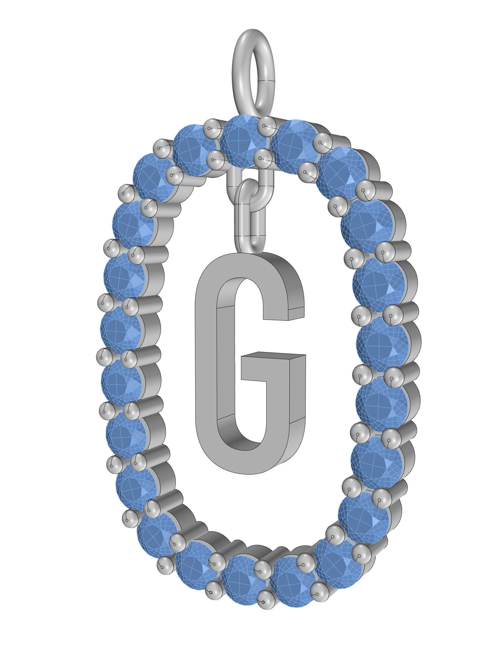 Pendant Letter G 3D print model_3
