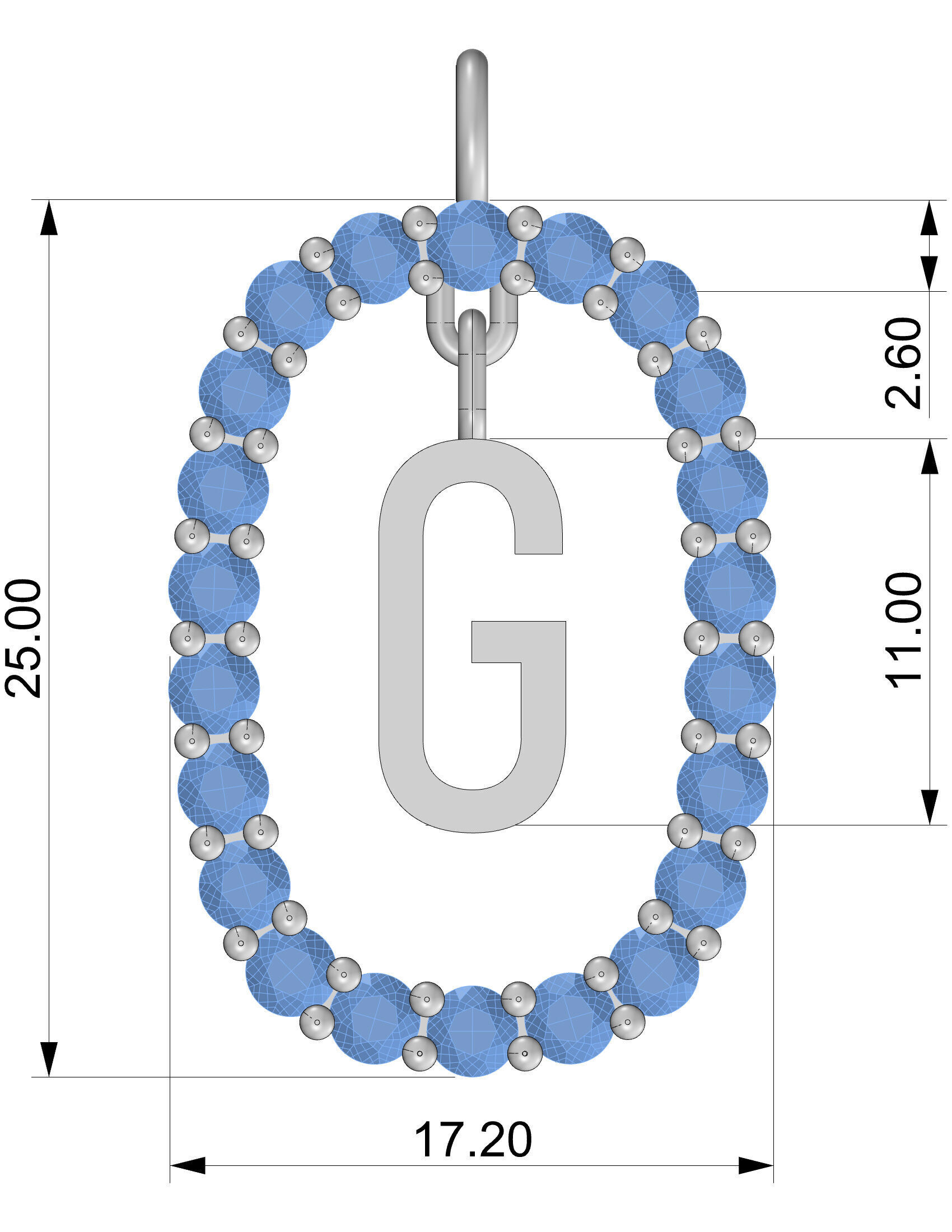 Pendant Letter G 3D print model_1