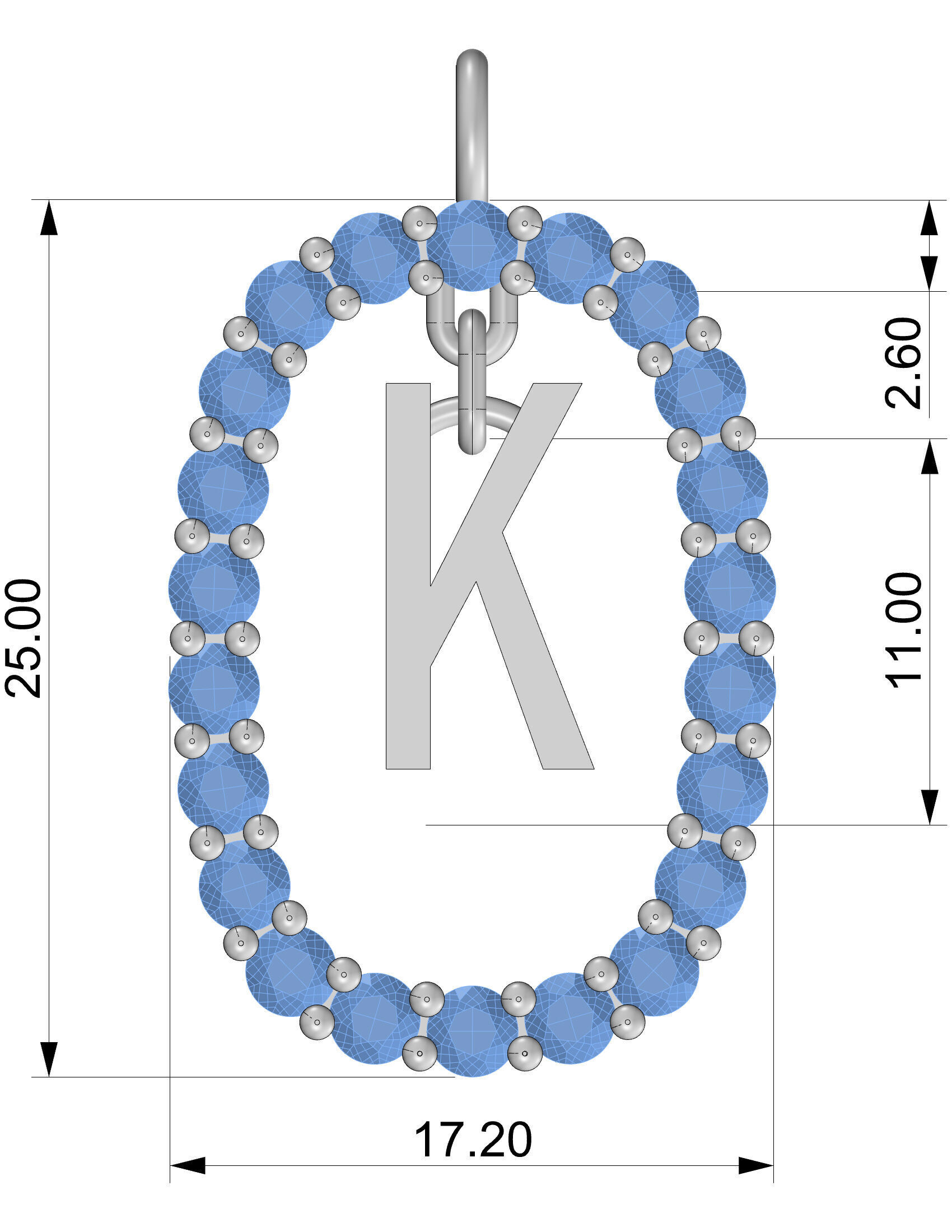 Pendant Letter K 3D print model_7