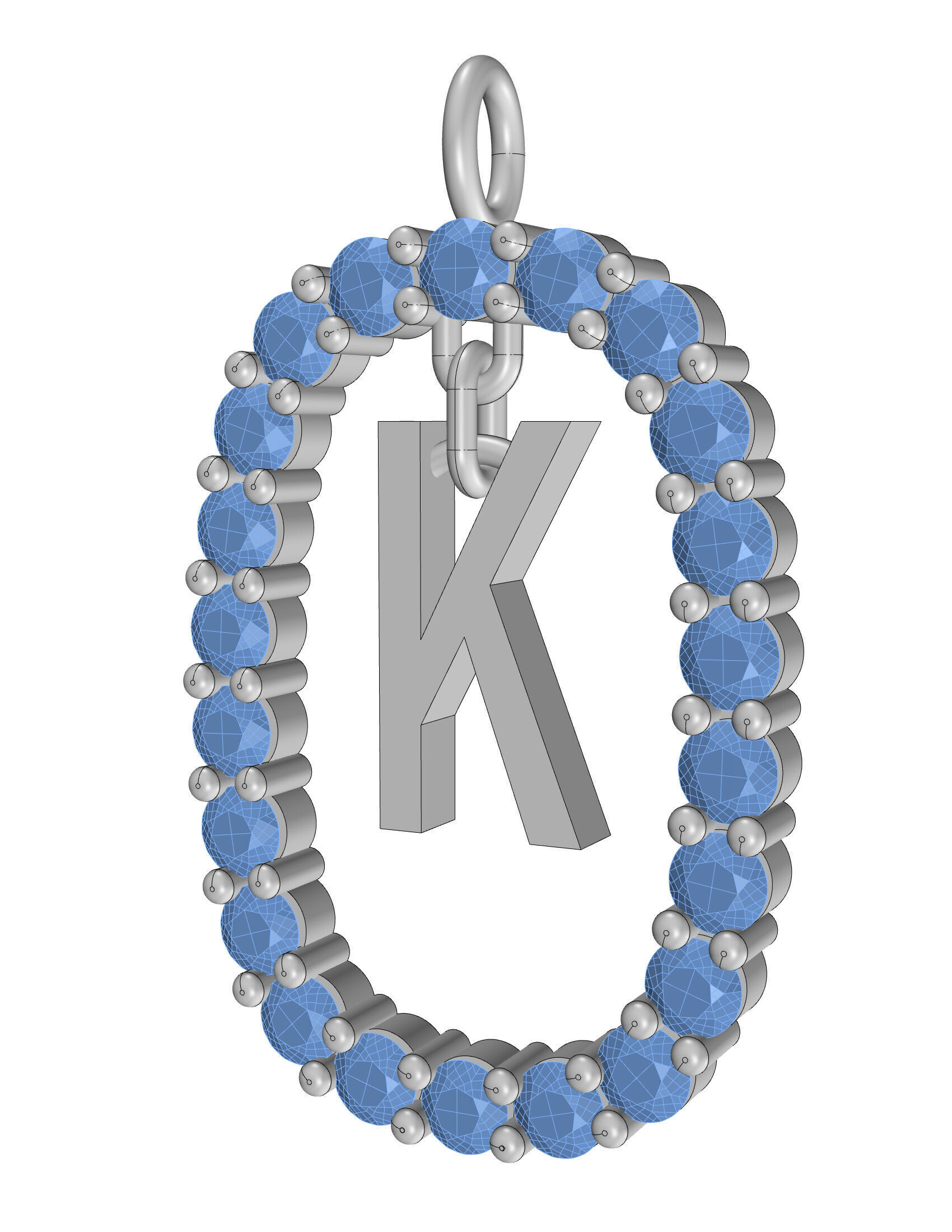 Pendant Letter K 3D print model_9