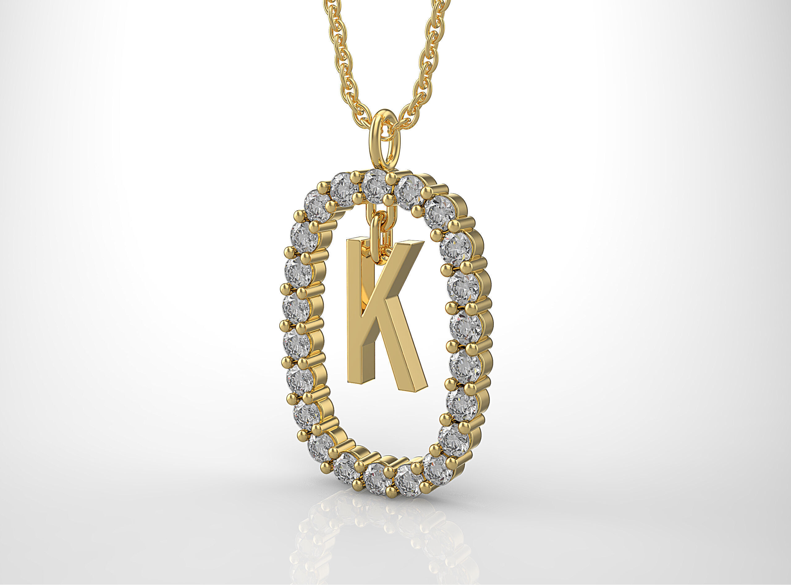 Pendant Letter K 3D print model_6
