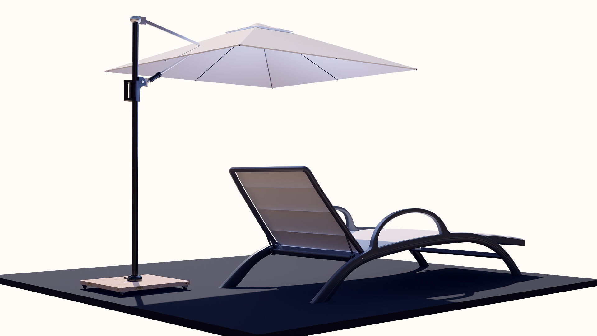 Sun lounger and parasol for relaxation 3D model_5