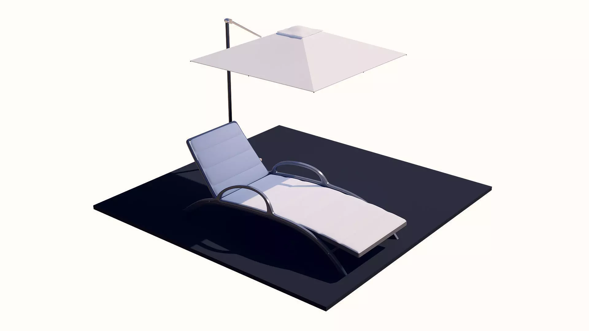 Sun lounger and parasol for relaxation 3D model_0