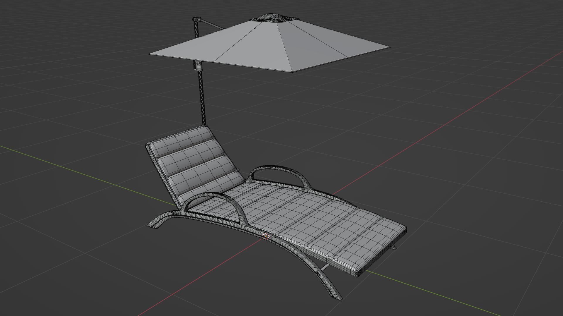 Sun lounger and parasol for relaxation 3D model_9