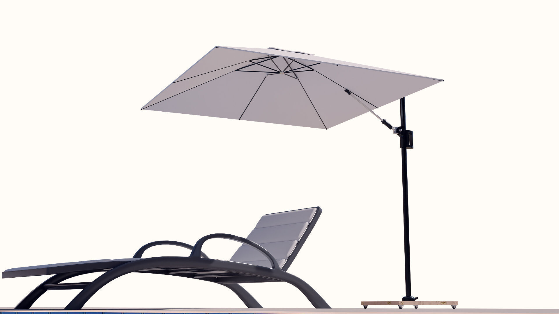 Sun lounger and parasol for relaxation 3D model_6
