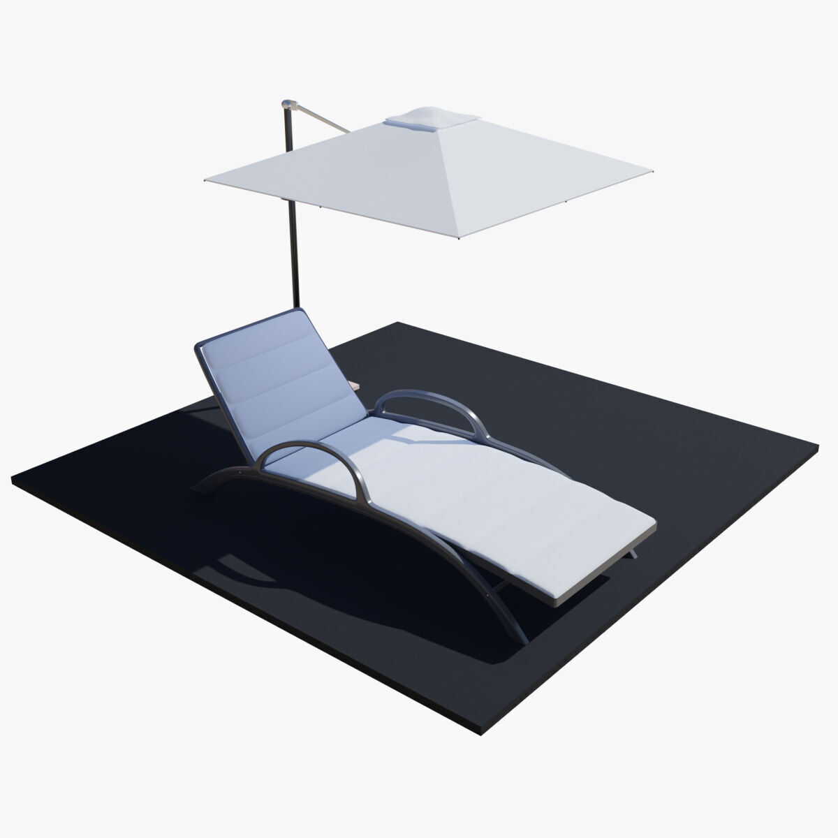 Sun lounger and parasol for relaxation 3D model_1