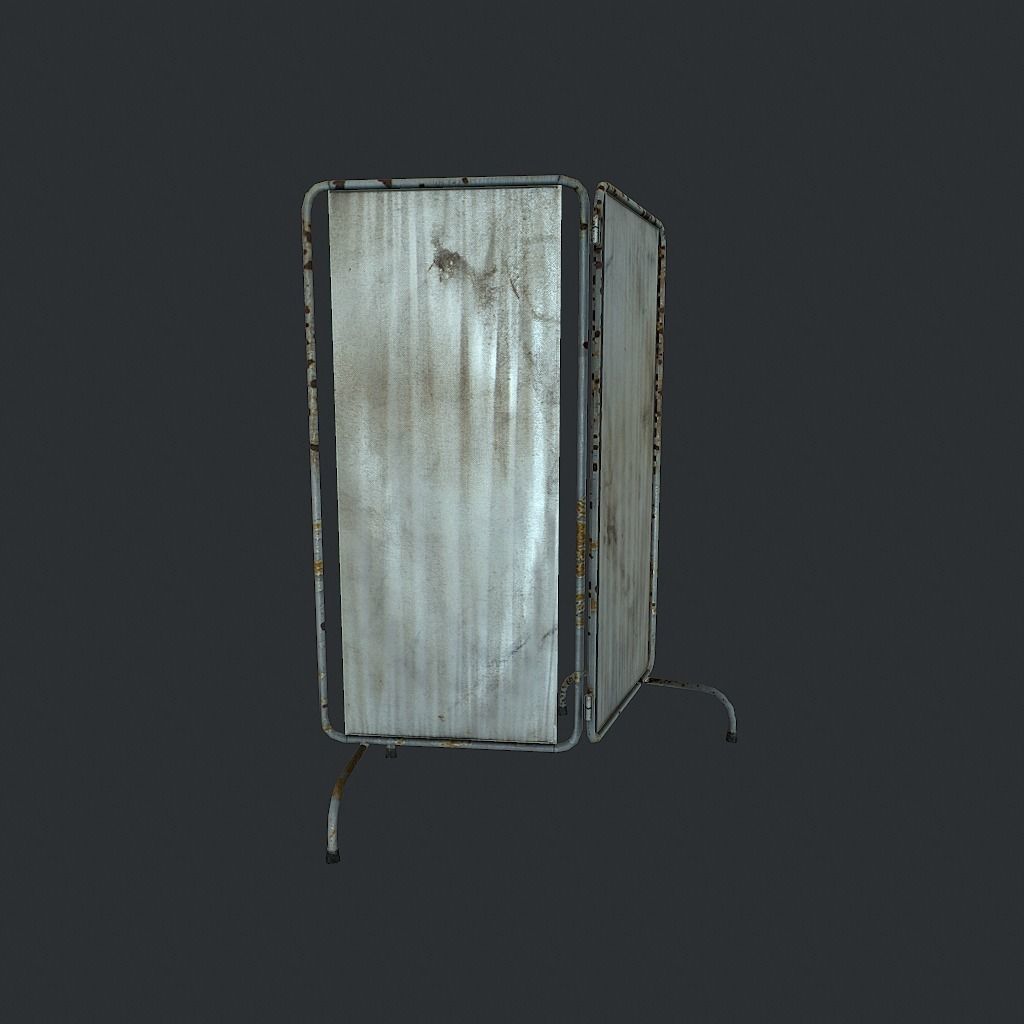 Old Medical Paravan Low-poly 3D model_3