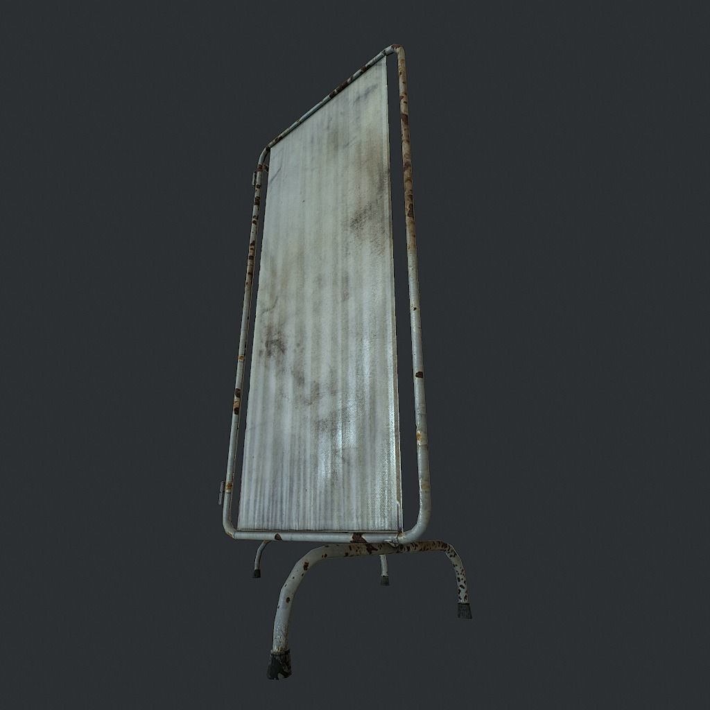 Old Medical Paravan Low-poly 3D model_4