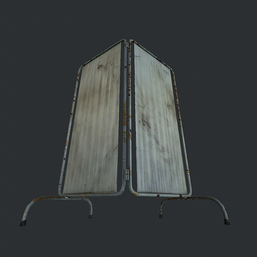 Old Medical Paravan Low-poly 3D model_5
