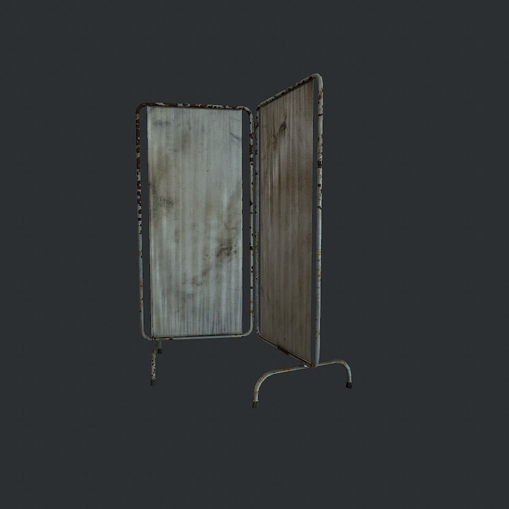 Old Medical Paravan Low-poly 3D model_1