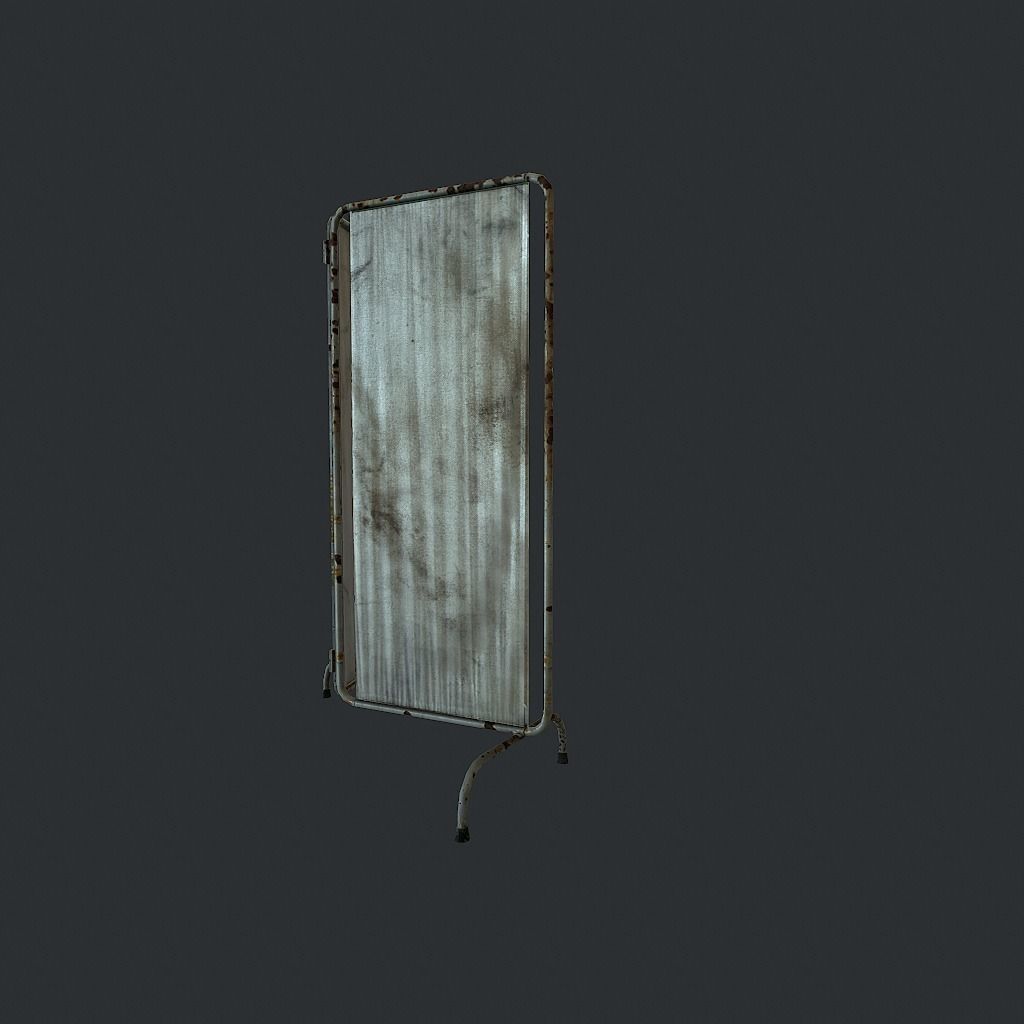 Old Medical Paravan Low-poly 3D model_2