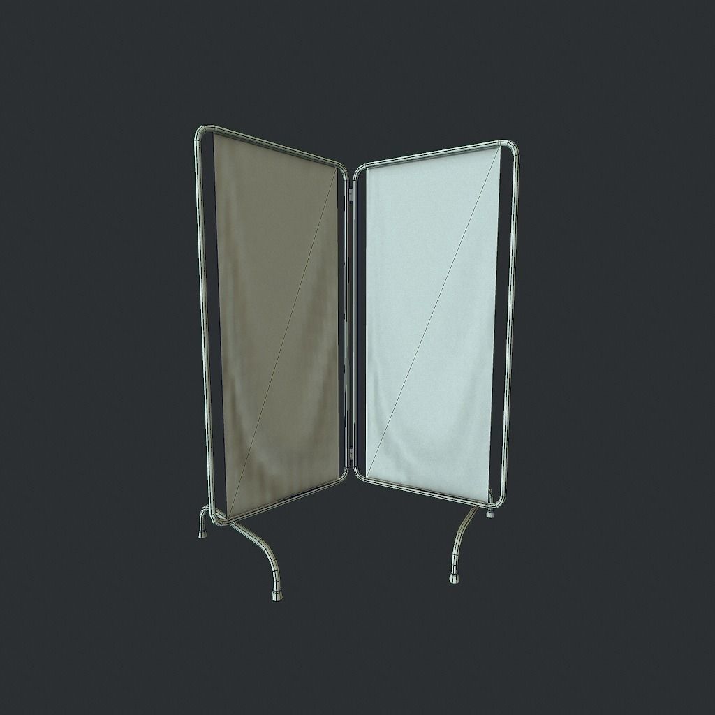 Old Medical Paravan Low-poly 3D model_7