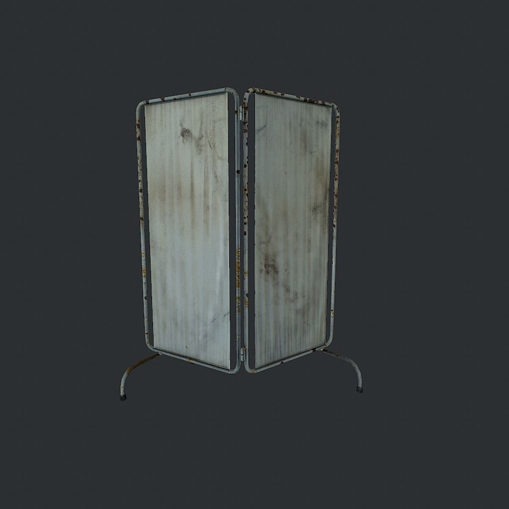 Old Medical Paravan Low-poly 3D model_0