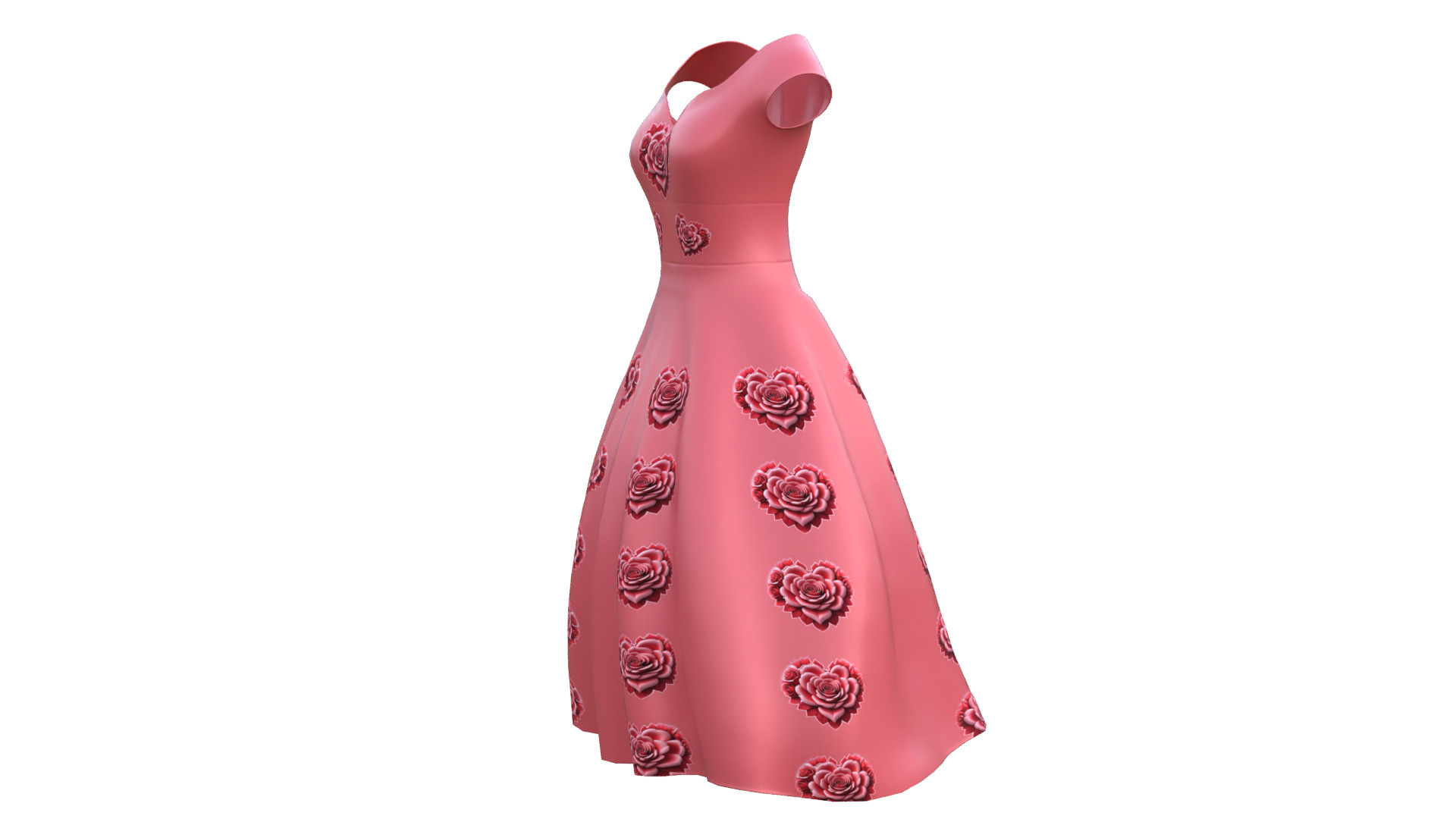 Low Poly Red Vintage Dress Low-poly 3D model_40