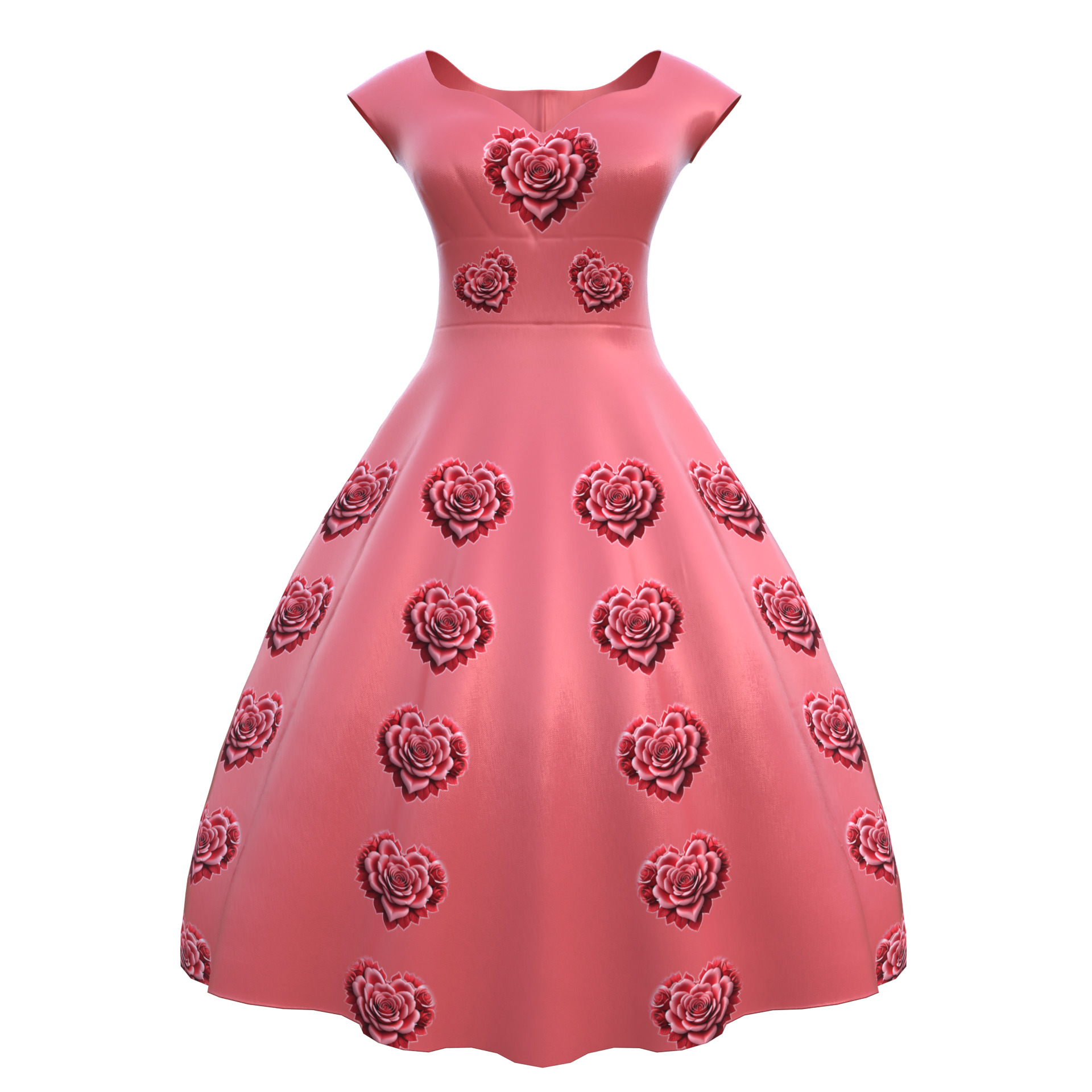 Low Poly Red Vintage Dress Low-poly 3D model_2