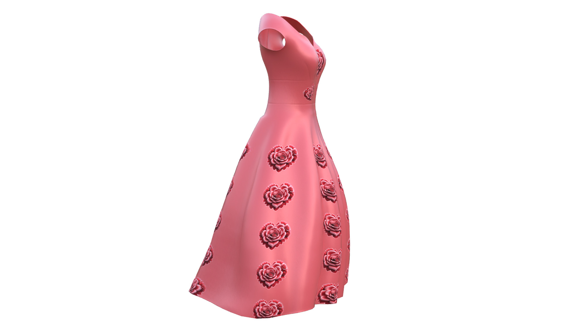 Low Poly Red Vintage Dress Low-poly 3D model_19