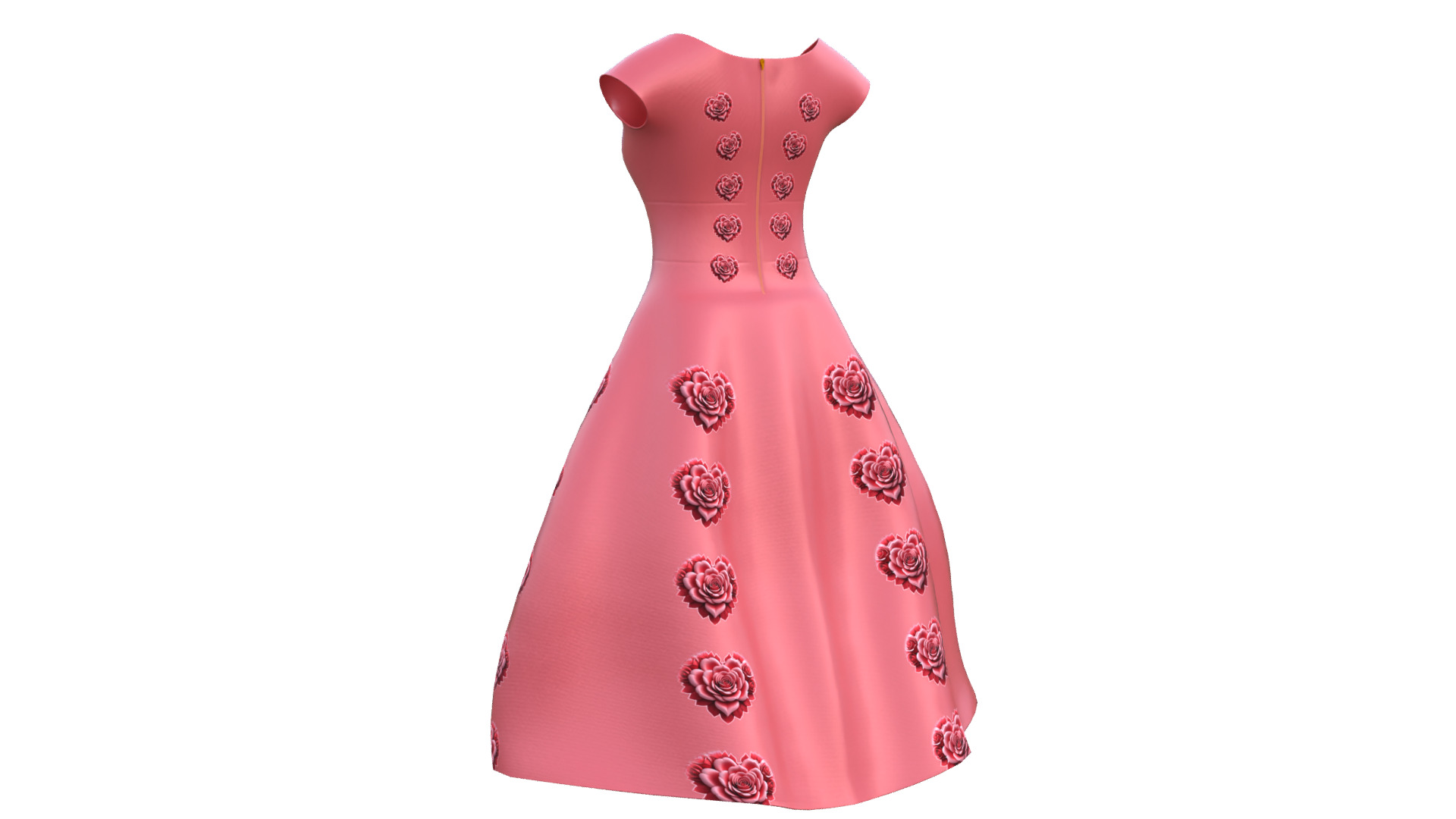 Low Poly Red Vintage Dress Low-poly 3D model_32