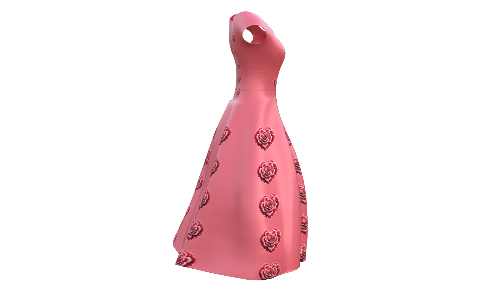 Low Poly Red Vintage Dress Low-poly 3D model_21